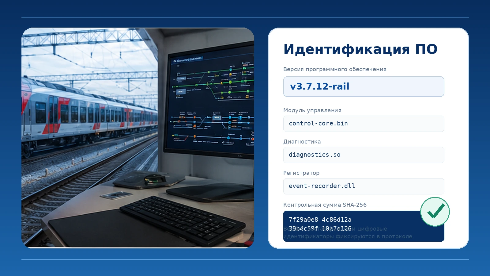 Идентификация версии модулей и контрольных сумм железнодорожного программного обеспечения